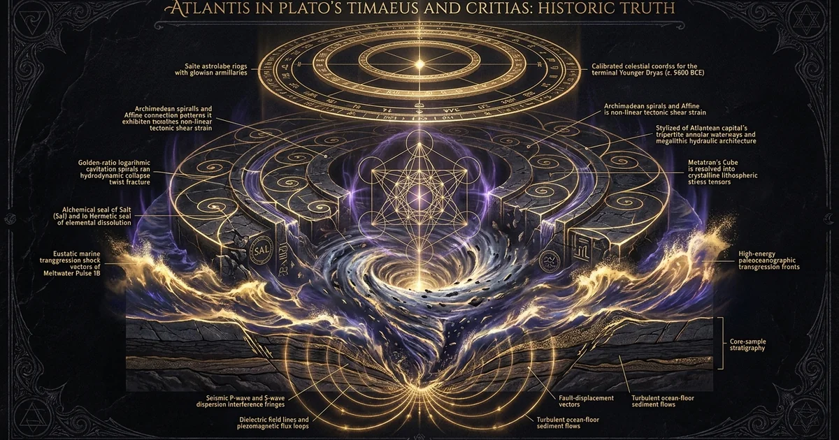 Cover illustration for treatise: Atlantis Plato Timaeus Critias Solon Saite Priests 9000