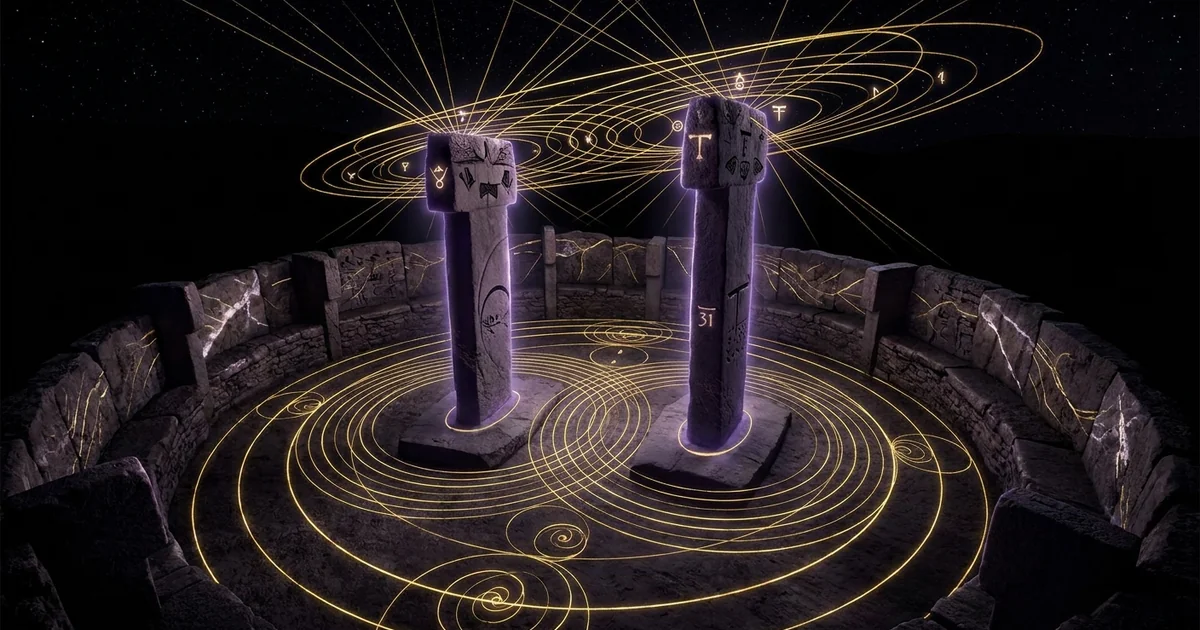 Cover illustration for treatise: Enclosure D Gobekli Tepe T Shaped Pillars Megalithic