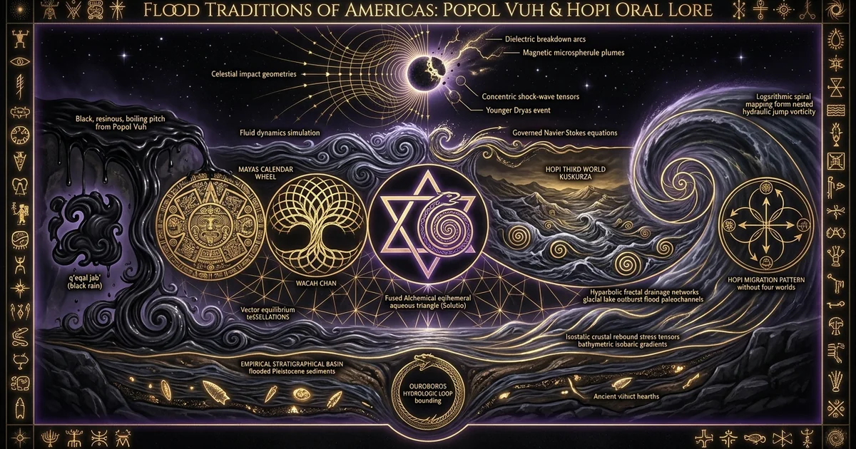 Cover illustration for treatise: Flood Traditions Americas Popol Vuh Wooden Men Hopi Third