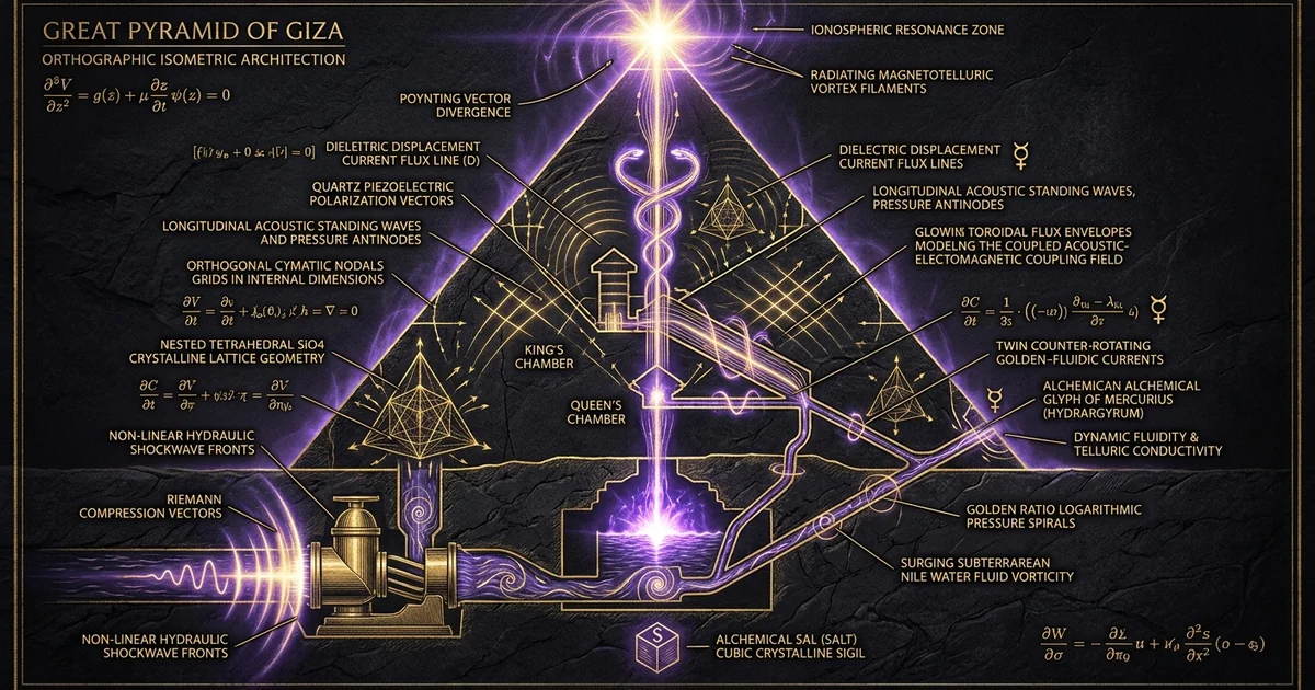 Cover illustration for treatise: Giza Power Plant Water Acoustics Subterranean Hydraulic