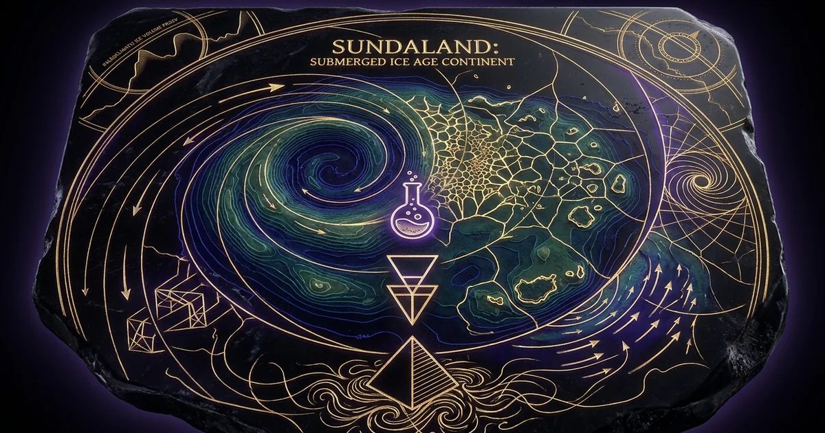 Cover illustration for treatise: Sundaland Submerged Ice Age Continent Oppenheimer Eden in
