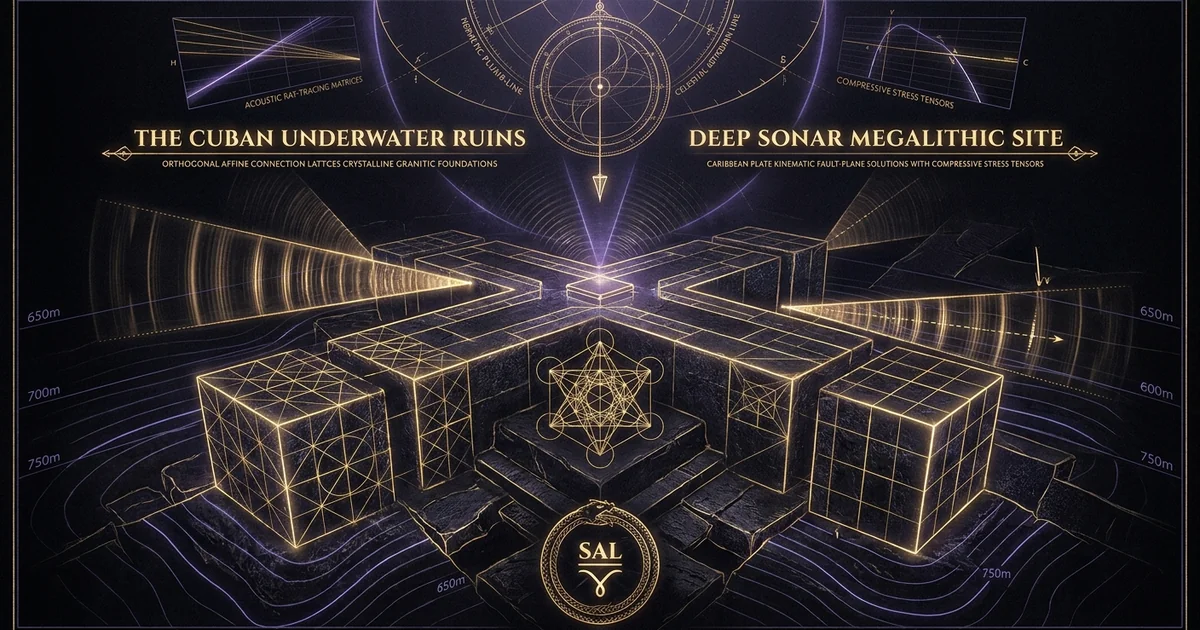 Cover illustration for treatise: Cuban Underwater City Sonar Megalithic Pyramids Paulina