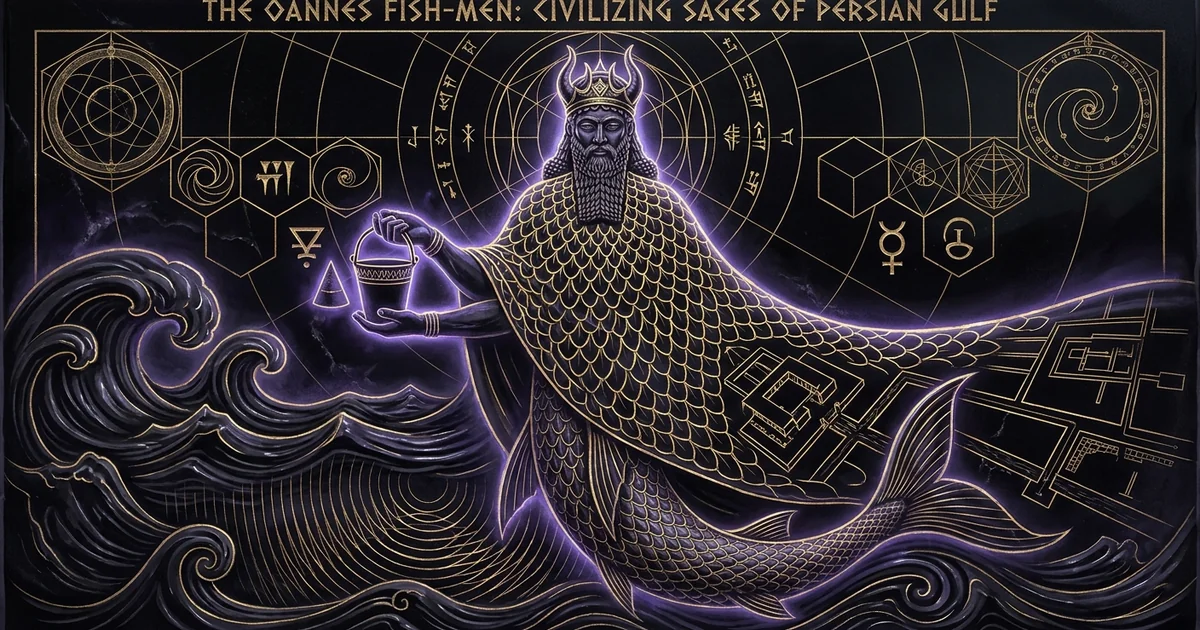 Cover illustration for treatise: Oannes Berossos Fish Men Amphibious Sages Civilizers