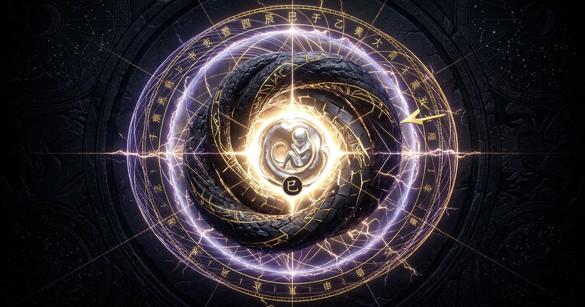 Cover illustration for treatise: Snake Chinese Earthly Branch Astrology: The Yin Fire Guide
