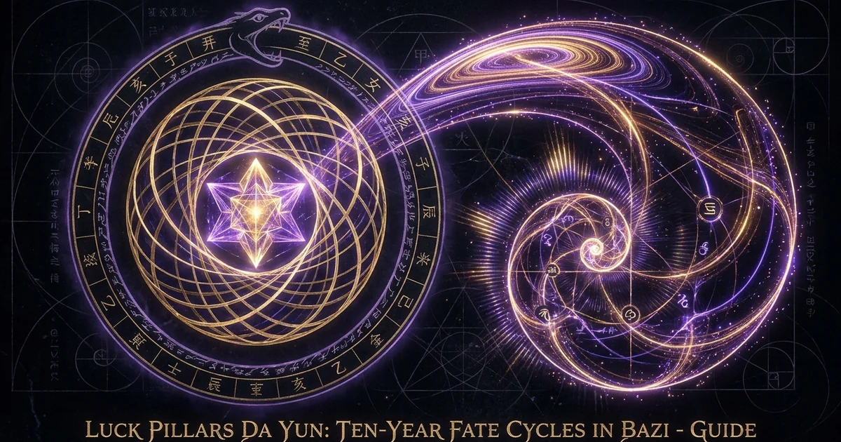 Cover illustration for treatise: Luck Pillars Da Yun BaZi Ten Year Cycles: Decennial Guide