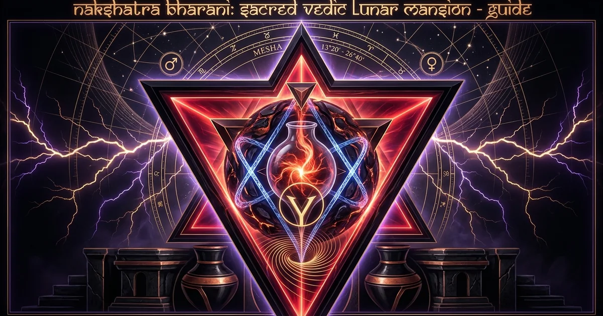 Cover illustration for treatise: Bharani Nakshatra Vedic Astrology Meaning & Symbolism