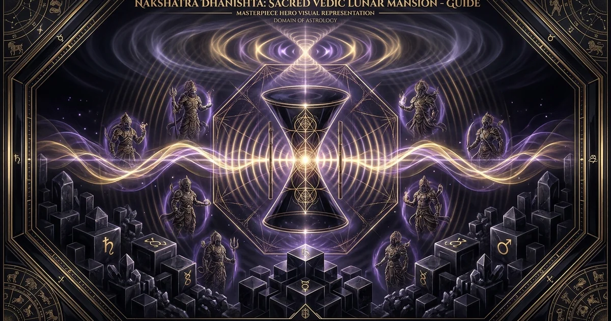 Cover illustration for treatise: Dhanishta Nakshatra Vedic Astrology Meaning and Analysis