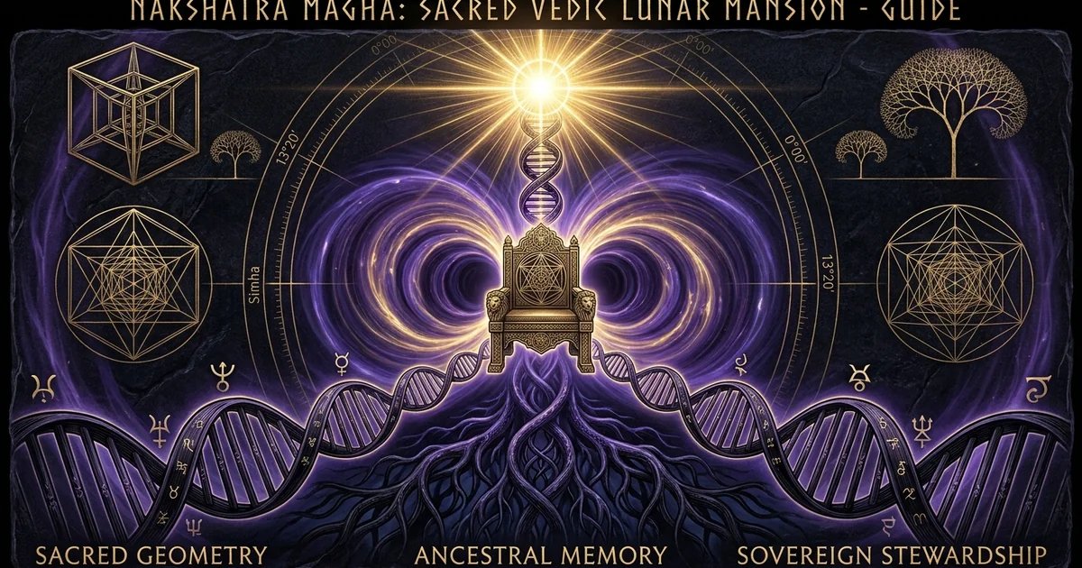 Cover illustration for treatise: Magha Nakshatra Vedic Astrology Meaning: Ancestral Power