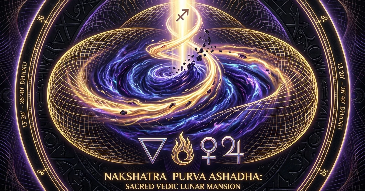 Cover illustration for treatise: Purva Ashadha Nakshatra Vedic Astrology Meaning Analysis