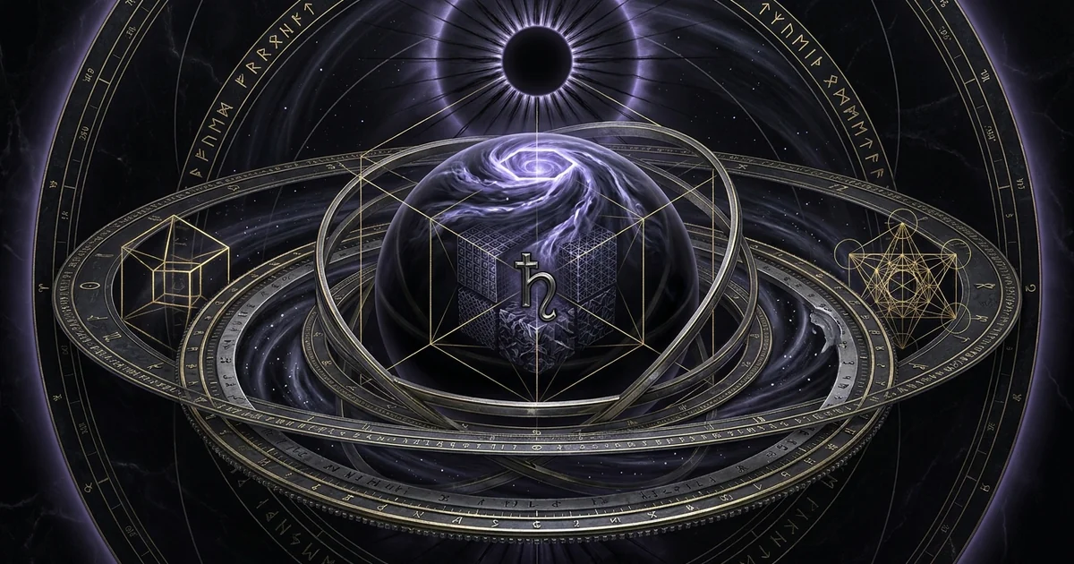 Cover illustration for treatise: Saturn Astrology Archetype Meaning: The Karmic Matrix