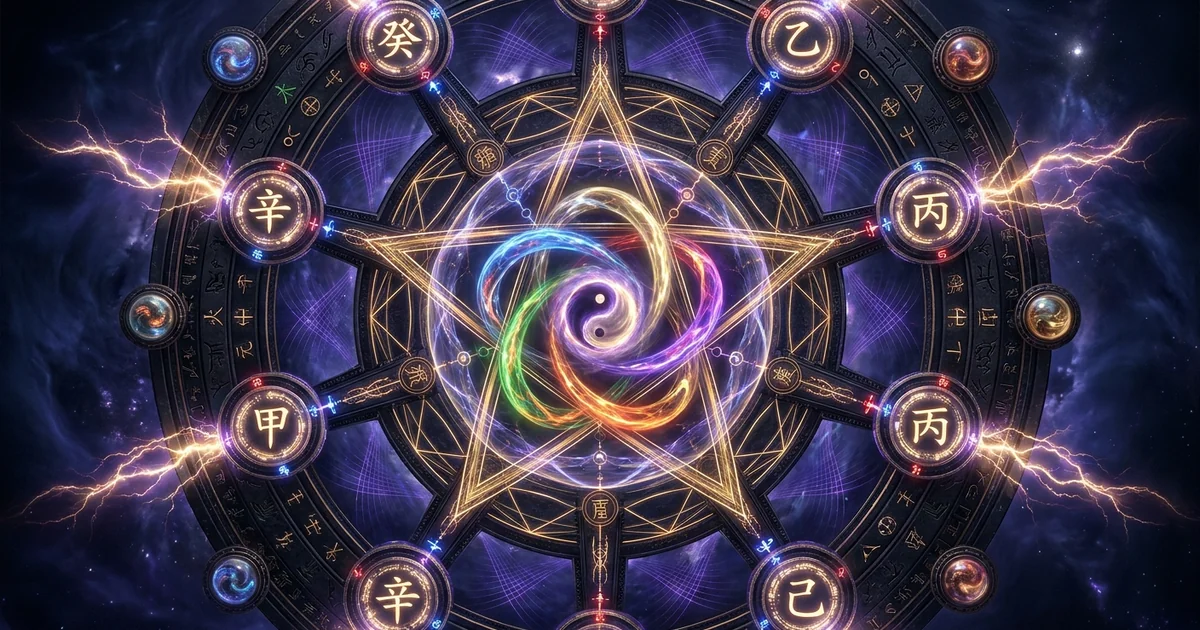 Cover illustration for treatise: The Ten Heavenly Stems Chinese Astrology Wu Xing System