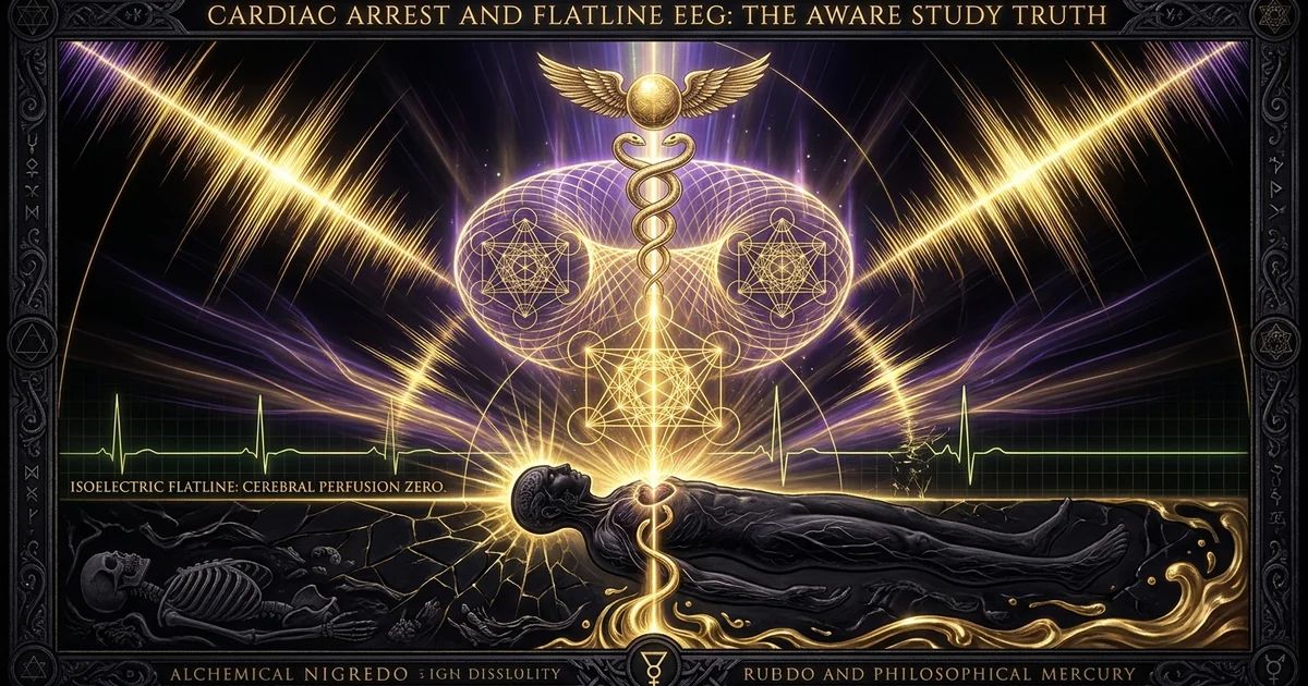 Cover illustration for treatise: Aware Study Sam Parnia Cardiac Arrest Flatline Eeg