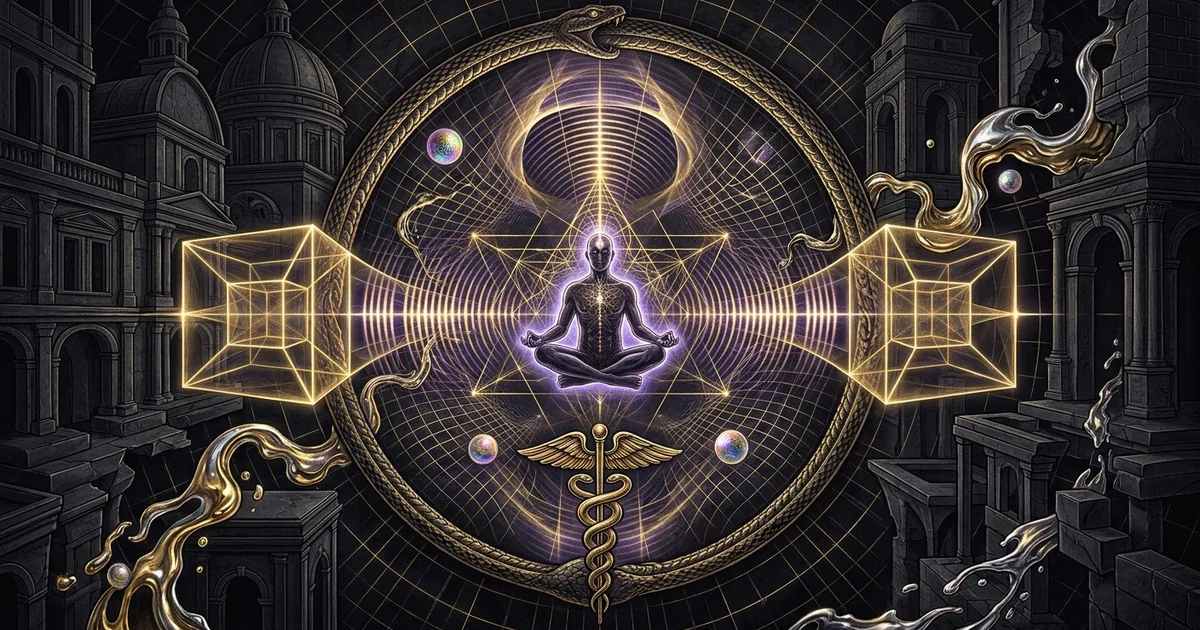 Cover illustration for treatise: Controlling Dreams Architecture Flying Gravity Non-Euclidean