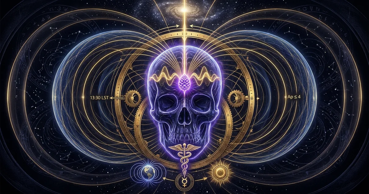 Cover illustration for treatise: Geomagnetic Field Solar Flux Remote Viewing Accuracy