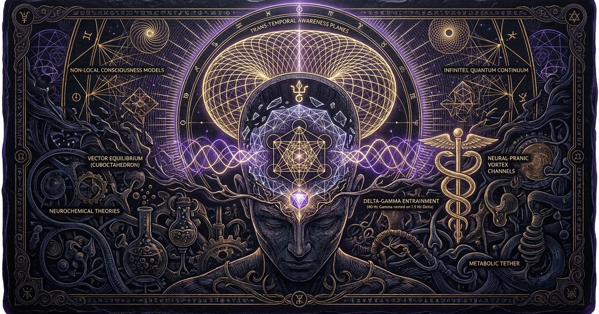 Cover illustration for treatise: Neurochemical vs Non Local Mind Models Near Death Experience