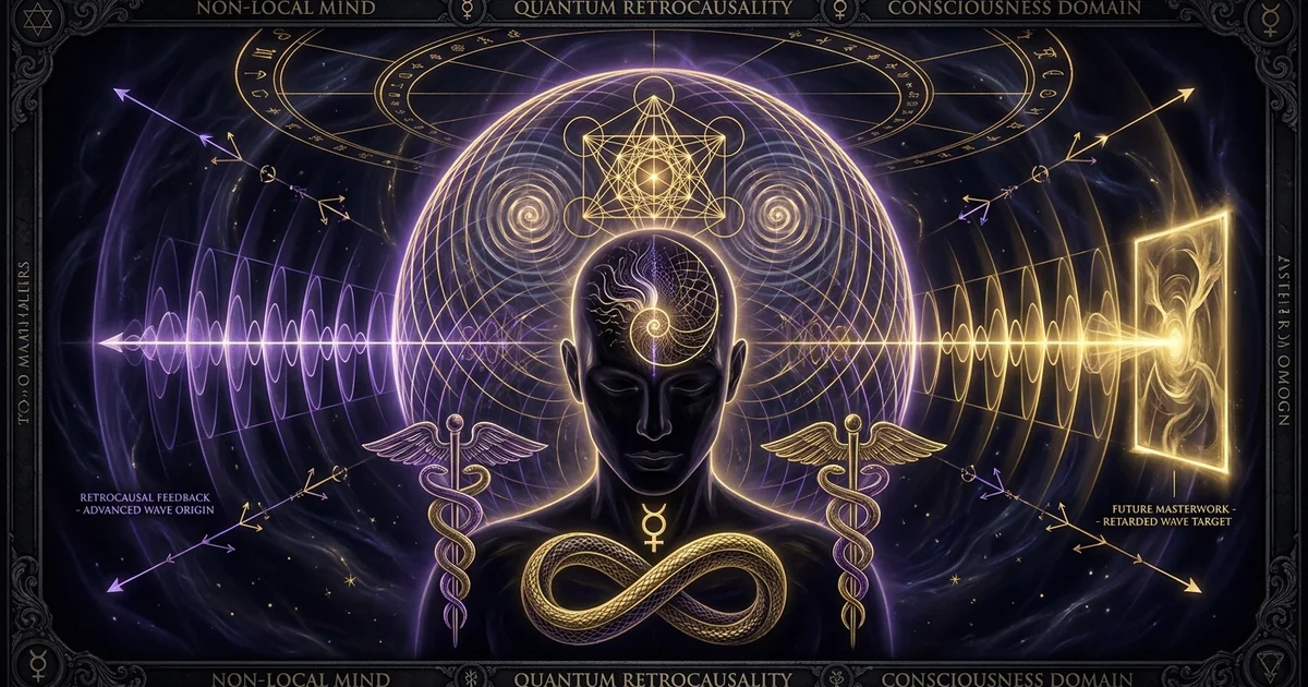 Cover illustration for treatise: Quantum Retrocausality Remote Viewing Nonlocal Consciousness