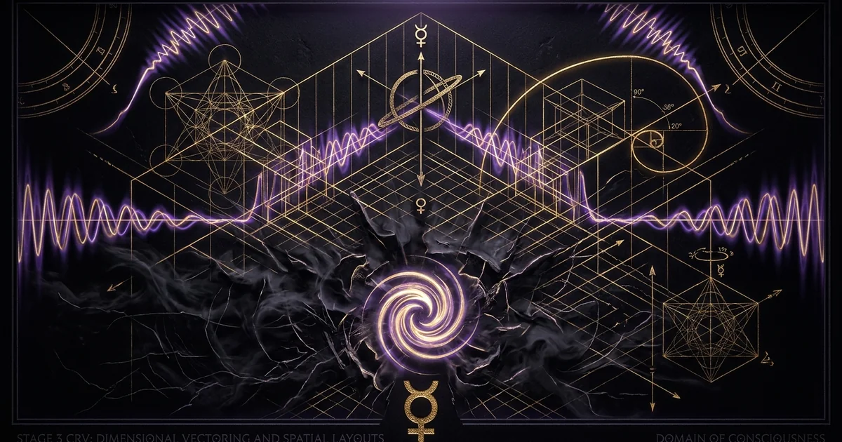 Cover illustration for treatise: Stage 3 CRV: Dimensional Spatial Perspective Vectors Layouts