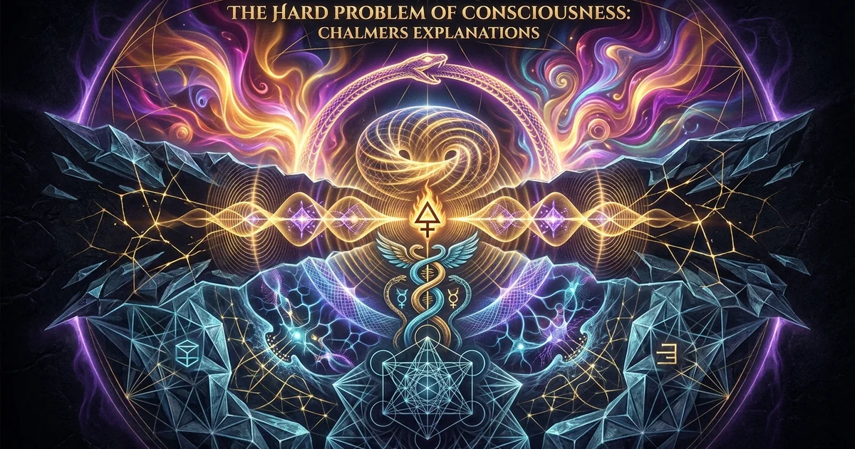Cover illustration for treatise: Hard Problem Of Consciousness David Chalmers Explanatory