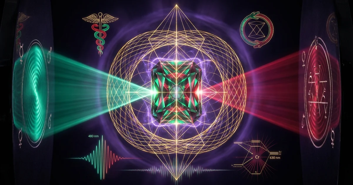 Cover illustration for treatise: Alexandrite Chrysoberyl Pleochroism Color Change Physics