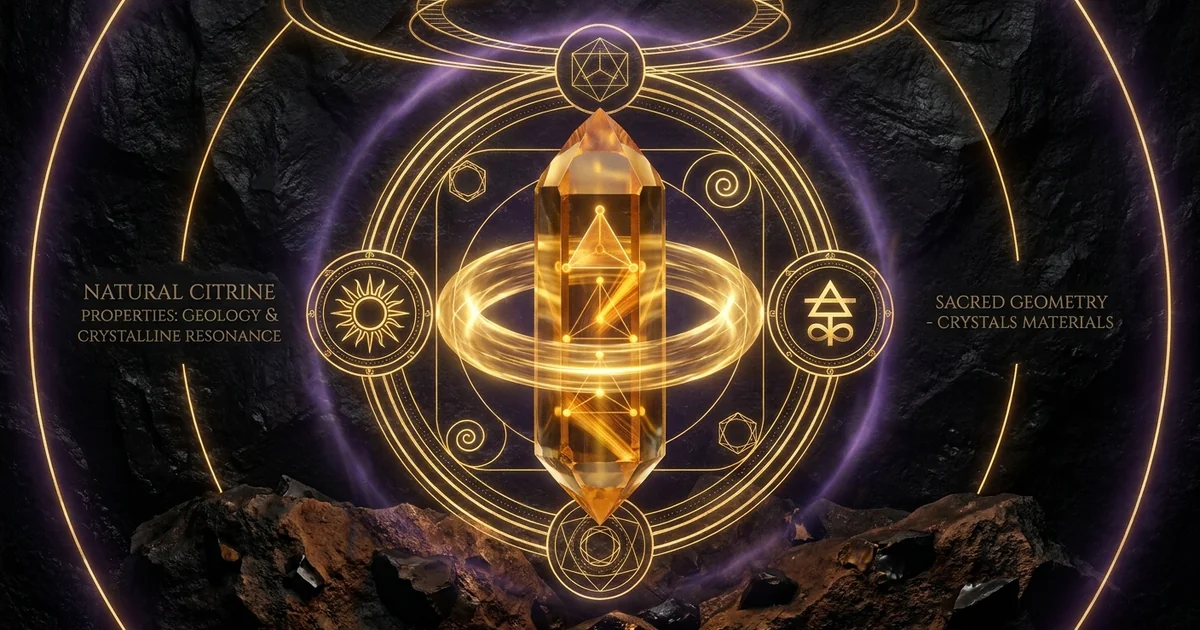 Cover illustration for treatise: Natural Citrine Crystal Properties: Geology & Resonance