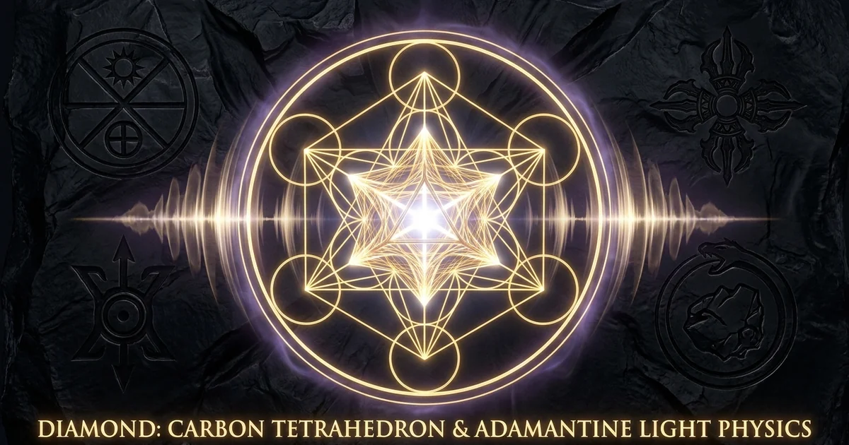 Cover illustration for treatise: Diamond Carbon Crystal Lattice Adamantine Bond Physics