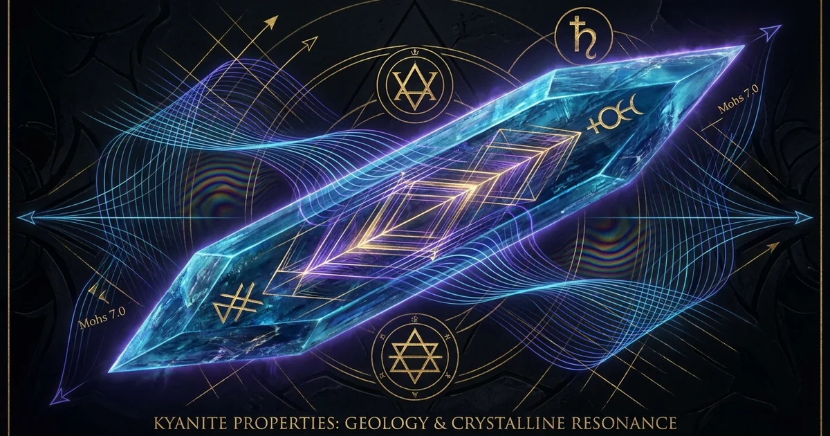 Cover illustration for treatise: Kyanite Crystal Properties: Geology & Crystalline Resonance