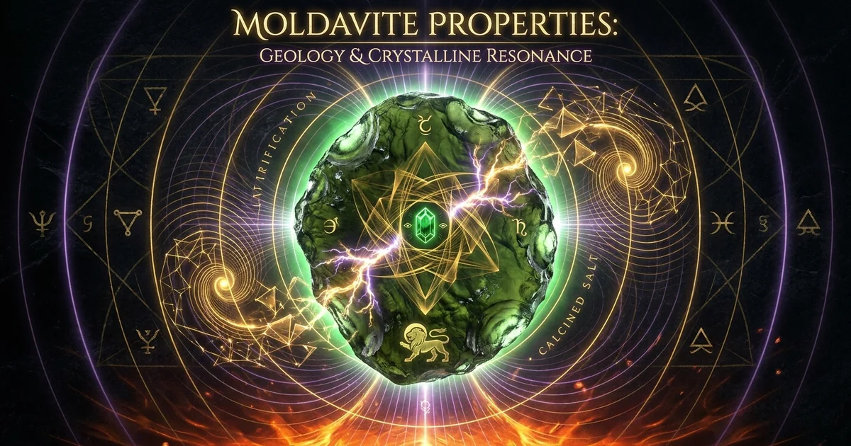 Cover illustration for treatise: Moldavite Crystal Properties Geology Resonance Analysis