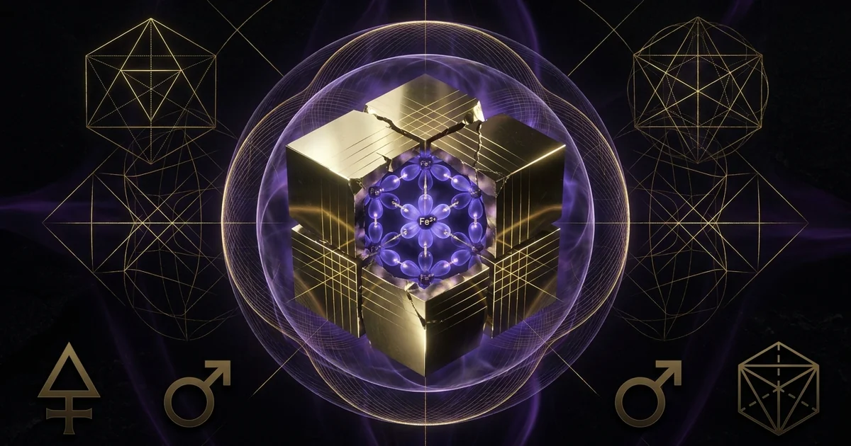 Cover illustration for treatise: Pyrite (Fools Gold) Crystal Properties: Geology, Resonance