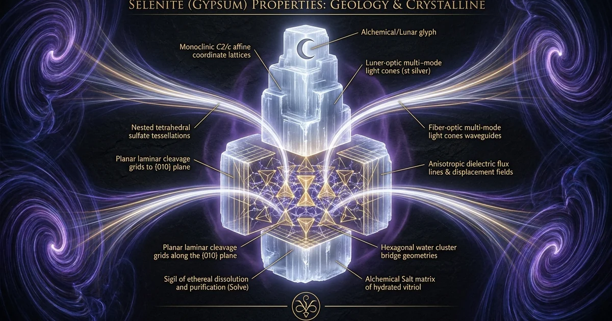 Cover illustration for treatise: Selenite (Gypsum) Crystal Properties: Geology & Resonance