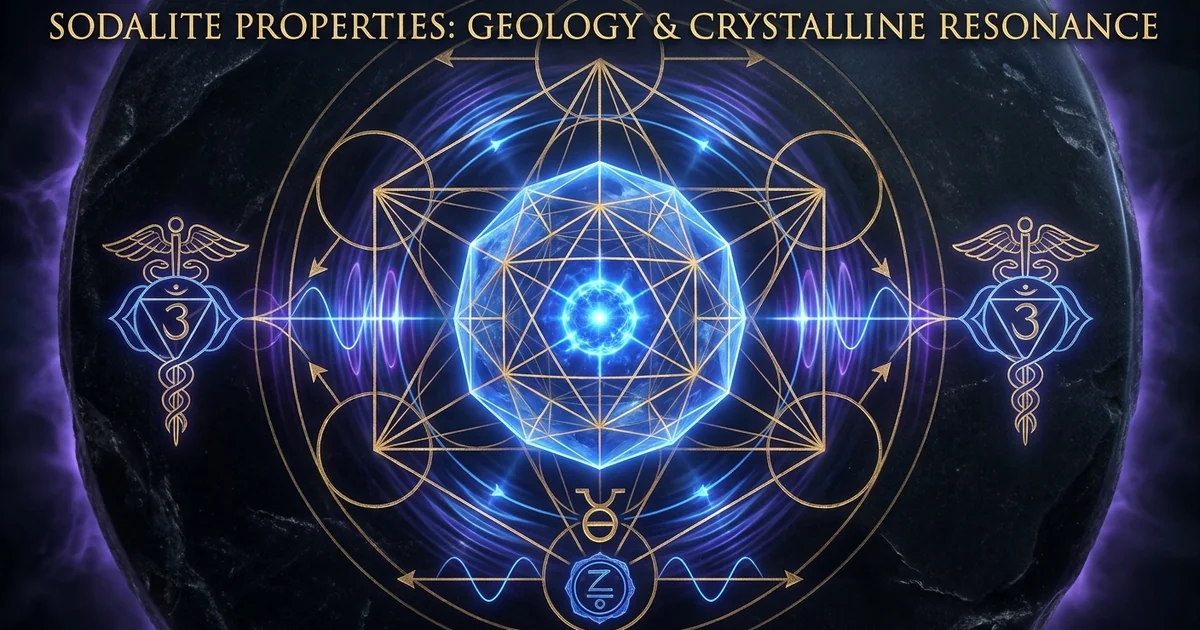 Cover illustration for treatise: Sodalite Crystal Properties Geology Resonance Dynamics