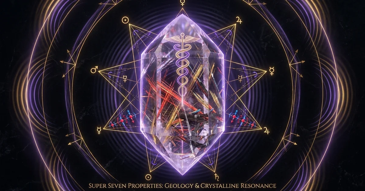 Cover illustration for treatise: Super Seven Crystal Properties: Geology and Resonance