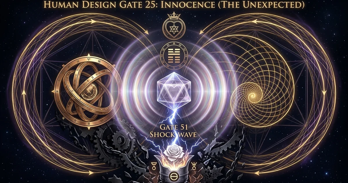 Cover illustration for treatise: Human Design Gate 25 Innocence (The Unexpected) Analysis