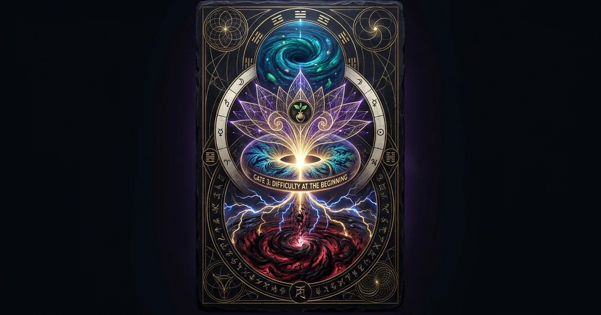 Cover illustration for treatise: Human Design Gate 3 Difficulty at the Beginning Dynamics