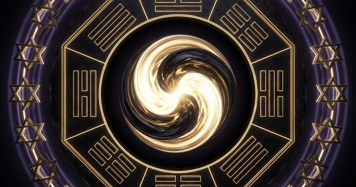 Cover illustration for treatise: Daoist Yin Yang Polarity Taiji Wuji IChing Dynamics