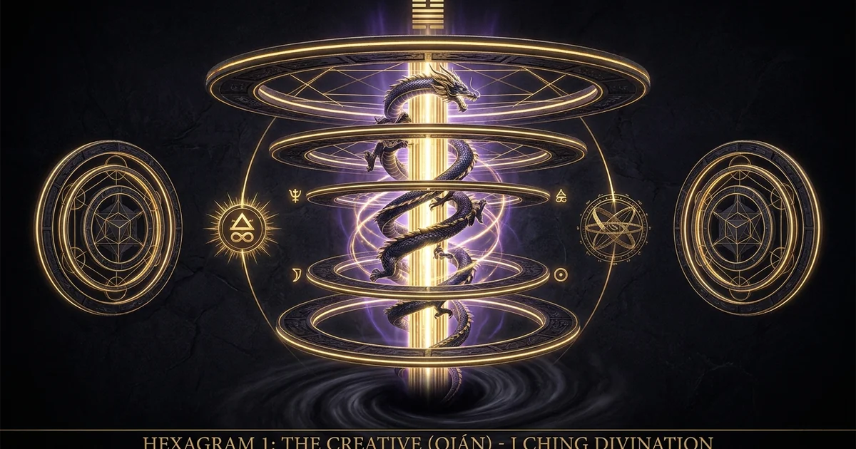 Cover illustration for treatise: Hexagram 1 The Creative IChing Meaning: The Yang Vector