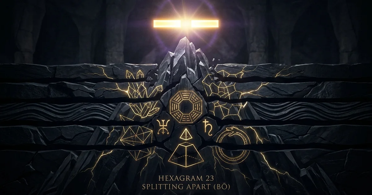 Cover illustration for treatise: Hexagram 23 Splitting Apart Iching Meaning: Bo Study