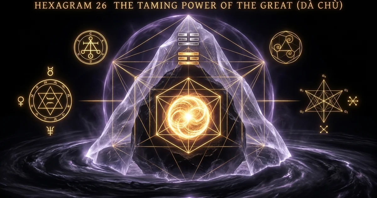 Cover illustration for treatise: Hexagram 26 The Taming Power Of The Great Iching Meaning