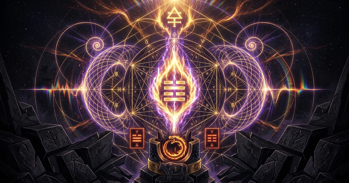 Cover illustration for treatise: Hexagram 30 The Clinging (Fire) IChing Meaning Analysis