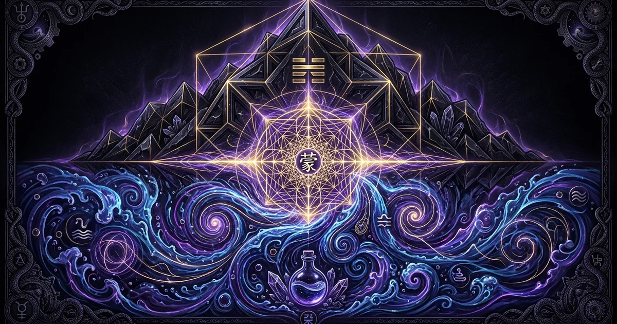 Cover illustration for treatise: Hexagram 4 Youthful Folly IChing Meaning: Epistemic Form