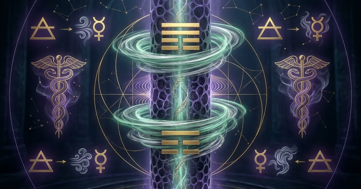 Cover illustration for treatise: Hexagram 57 The Gentle (Penetrating Wind) Iching Meaning