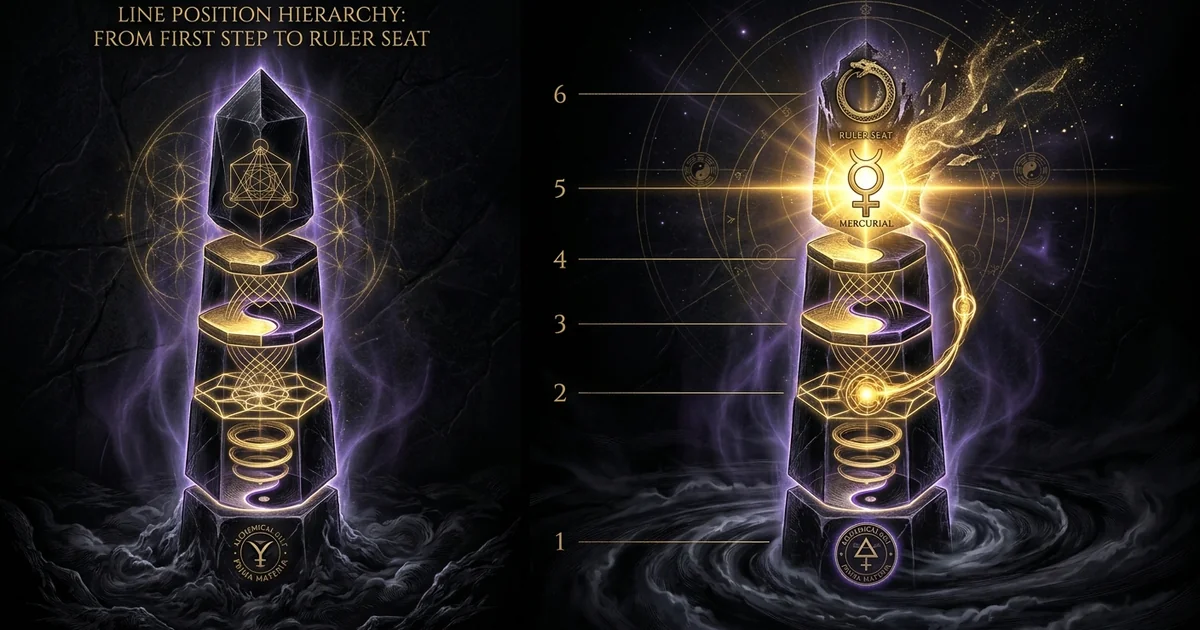 Cover illustration for treatise: Iching Line Positions Hierarchy First to Sixth Model