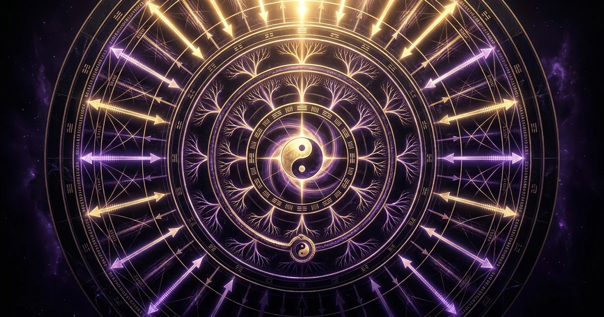 Cover illustration for treatise: Shao Yong Circular Fuxi Hexagram Arrangement Dynamics