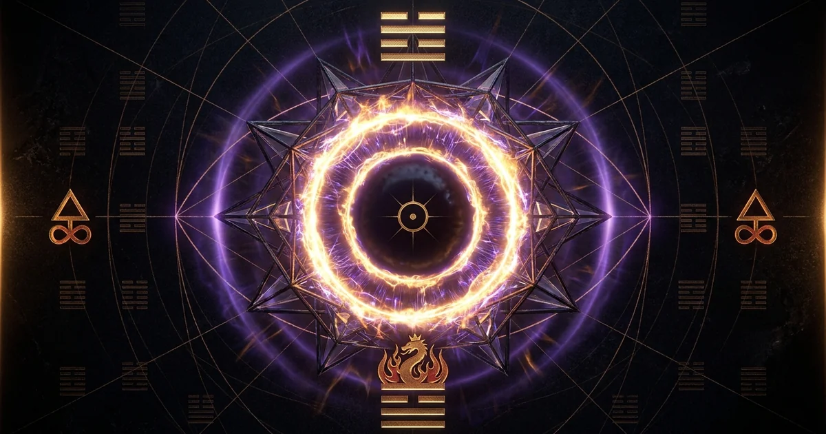 Cover illustration for treatise: Trigram Li Fire Clinging Radiant Illumination Iching