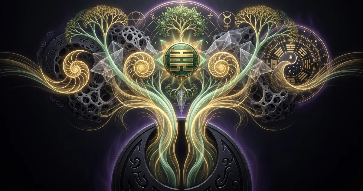 Cover illustration for treatise: Trigram Xun Wind Gentle Penetrating Iching: Wood Growth