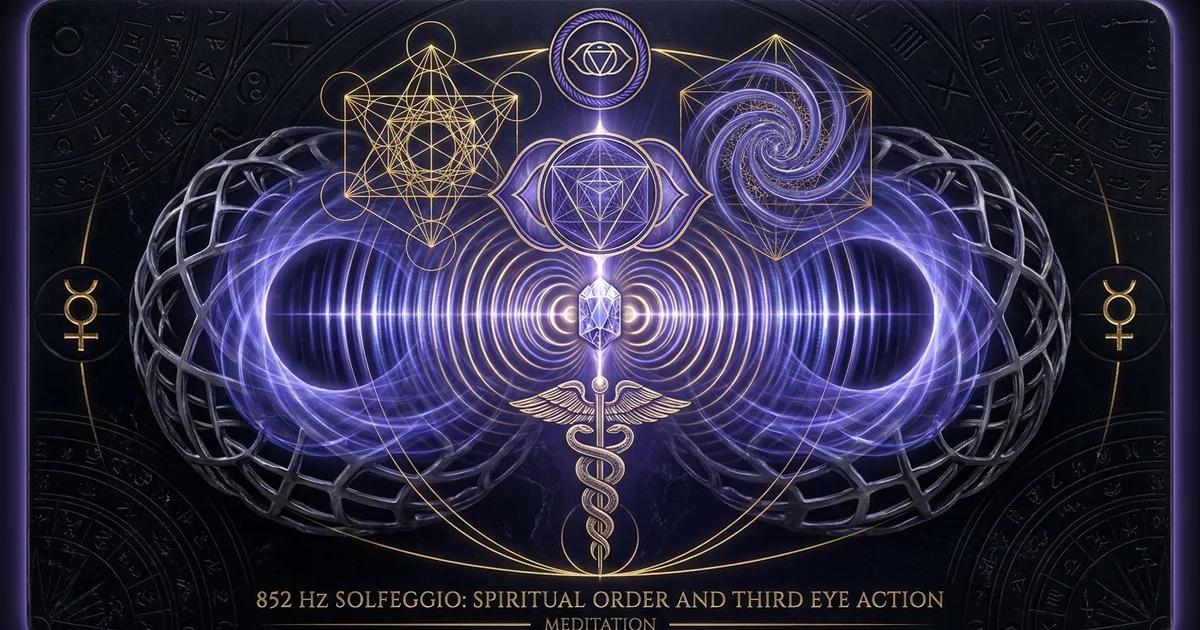 Cover illustration for treatise: 852 Hz Solfeggio Frequency Spiritual Order Third Eye Pineal