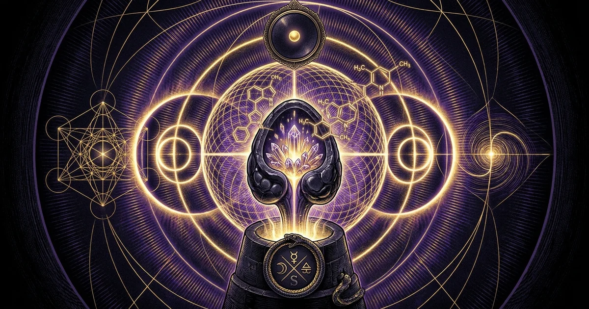 Cover illustration for treatise: Endogenous DMT Release Dark Retreat Pineal Gland Hypothesis