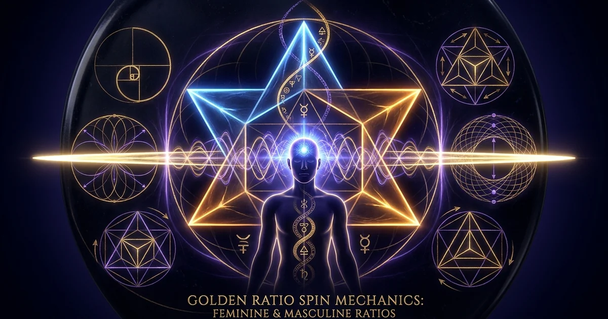 Cover illustration for treatise: Golden Ratio Spin Speed Merkaba 34 21 Fibonacci Ratios