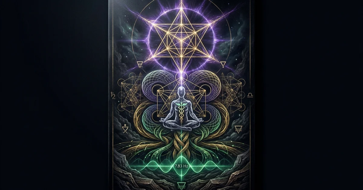 Cover illustration for treatise: Grounding Merkaba Field Earth Magnetic Core Resonance