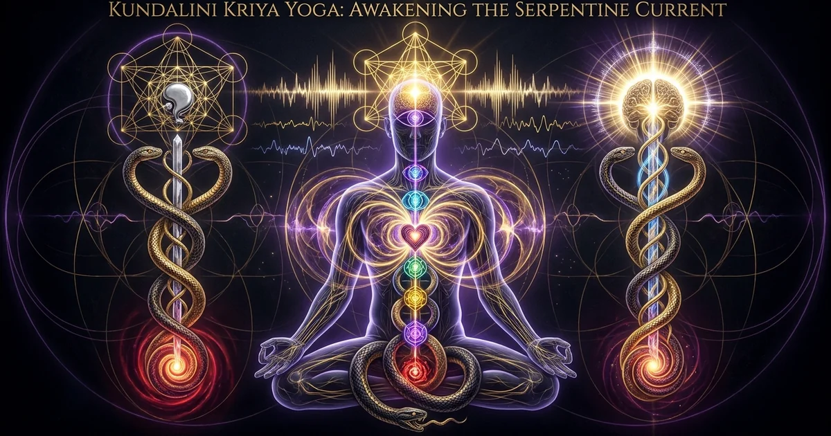Cover illustration for treatise: Kundalini Kriya Yoga Spinal Breath Sushumna Energy Ascent