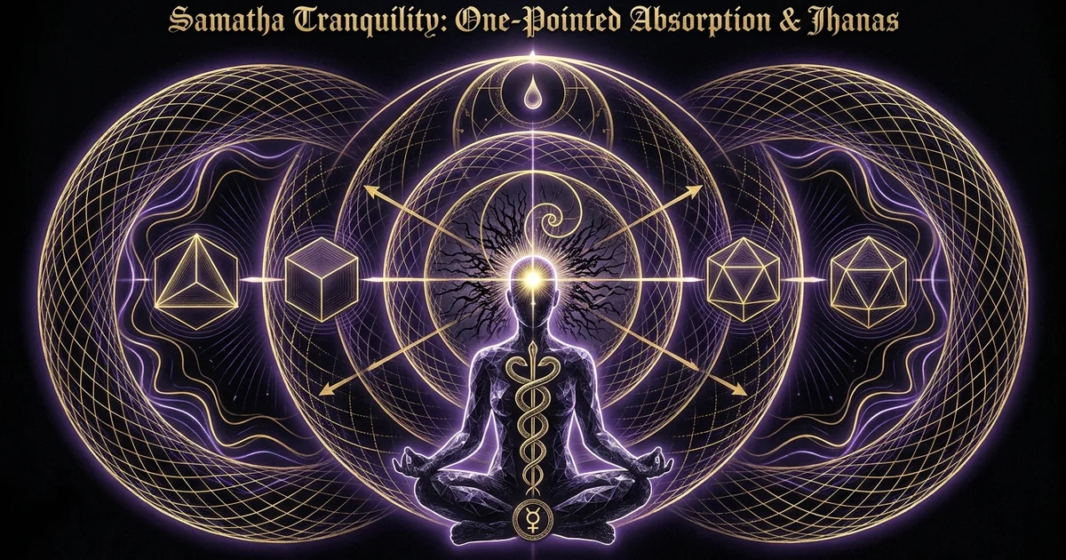 Cover illustration for treatise: Samatha Tranquility Meditation One Pointed Focus Jhanas